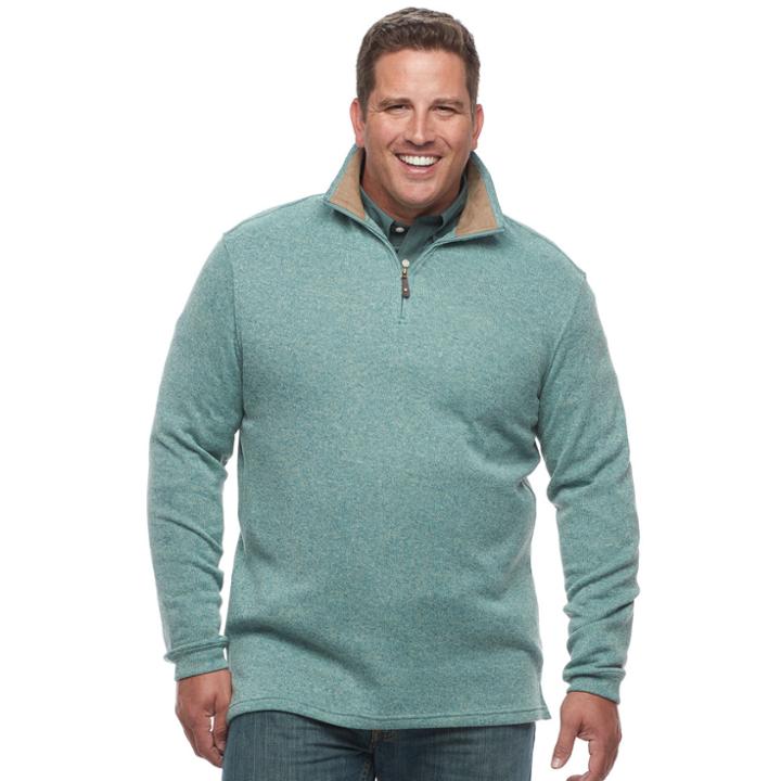 Big & Tall Haggar Regular-fit Marled Stretch Fleece Quarter-zip Pullover, Men's, Size: 3xl Tall, Brt Blue