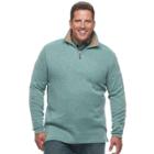 Big & Tall Haggar Regular-fit Marled Stretch Fleece Quarter-zip Pullover, Men's, Size: 3xl Tall, Brt Blue