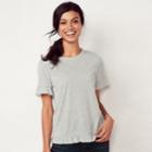 Women's Lc Lauren Conrad Ruffle-trim Tee, Size: Medium, Grey