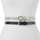 Women's Apt. 9&reg; Studded & Washed 2-for-1 Belt Set, Size: Xl, Grey (charcoal)