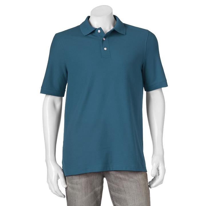 Men's Croft & Barrow&reg; Performance Tailored-fit Pique Polo, Size: Medium, Dark Blue