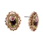 1928 Gold Tone Floral Stud Earrings, Women's, Yellow