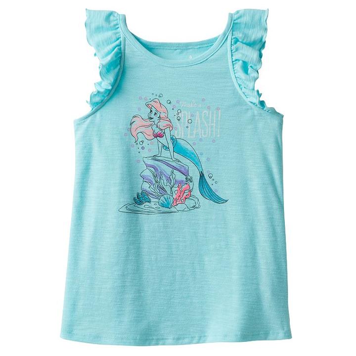 Disney's The Little Mermaid Ariel Girls 4-10 Make A Splash Flutter Tank By Jumping Beans&reg;, Girl's, Size: 6, Brt Blue
