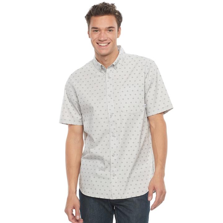 Men's Vans Graphic Button-down Shirt, Size: Medium, Med Grey