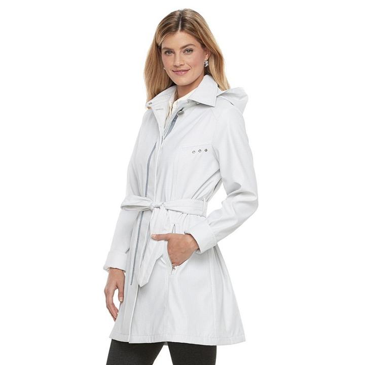 Women's Weathercast Hooded Trench Coat, Size: Xl, Grey