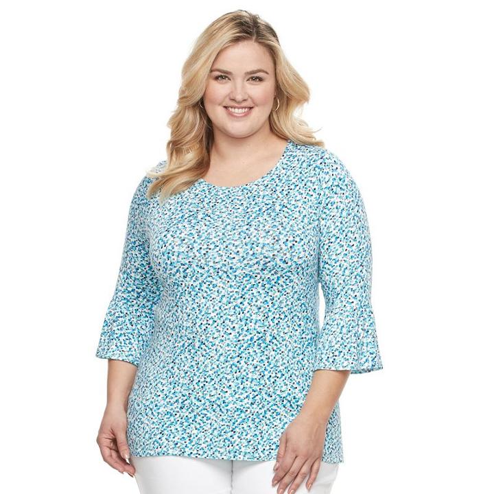 Plus Size Croft & Barrow&reg; Bell Sleeve Peasant Top, Women's, Size: 3xl, Blue