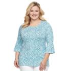 Plus Size Croft & Barrow&reg; Bell Sleeve Peasant Top, Women's, Size: 3xl, Blue