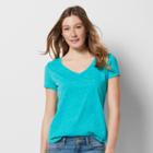 Women's Sonoma Goods For Life&trade; Essential Marled V-neck Tee, Size: Medium, Turquoise/blue (turq/aqua)