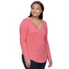 Juniors' Plus Size So&reg; V-neck Long Sleeve Tee, Teens, Size: 1xl, Pink