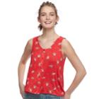 Juniors' Love, Fire Printed Button Front Tank, Teens, Size: Medium, Red