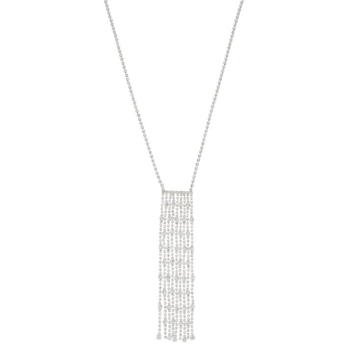 Simulated Crystal Fringe Necklace, Women's, Silver