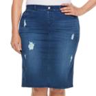 Plus Size Jennifer Lopez Destructed Jean Skirt, Women's, Size: 18 W, Dark Blue