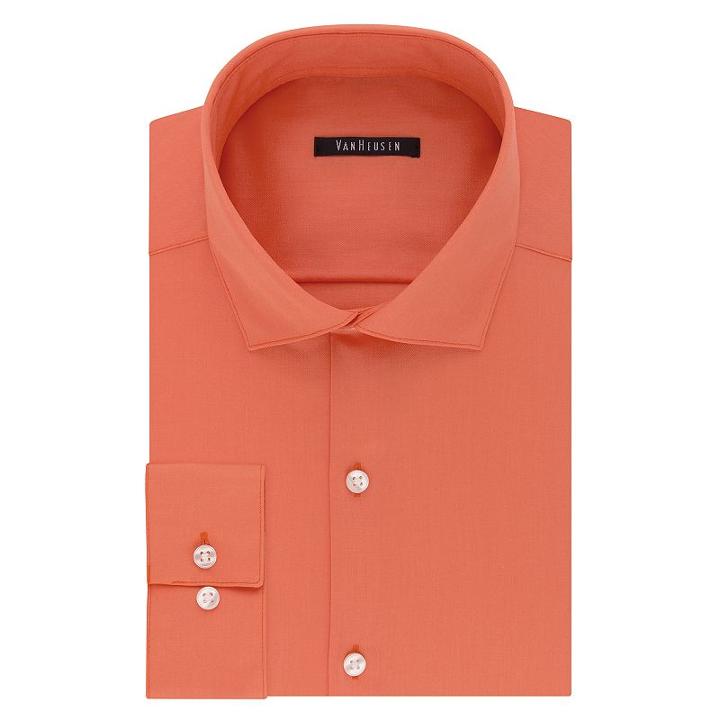 Big & Tall Van Heusen Regular-fit Flex Collar Pincord Wrinkle-free Dress Shirt, Men's, Size: 17.5 37-38, Lt Orange