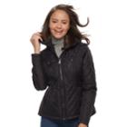 Juniors' Sebby Plaid-lined Quilted Jacket, Teens, Size: Xl, Black
