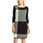 Women's Chaps Colorblock Plaid Sweater Dress, Size: Large, Black