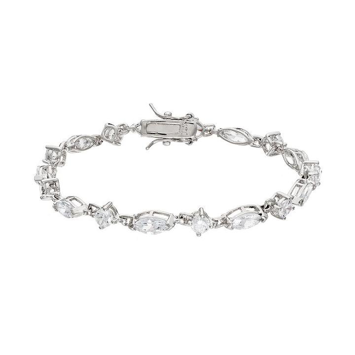 Brilliant Couture Cubic Zirconia Marquise Bracelet, Women's, White