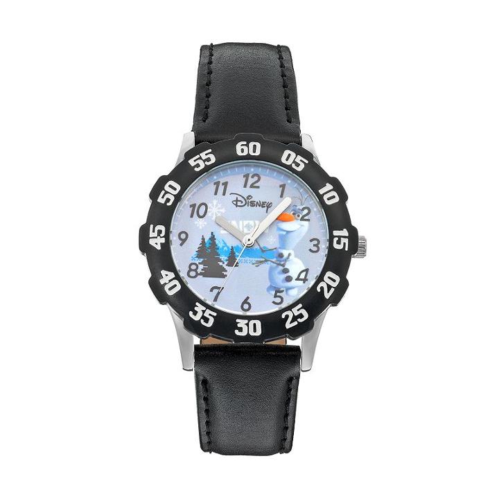Disney's Frozen Olaf Snow Kids' Leather Watch, Boy's, Black