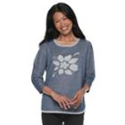 Women's Cathy Daniels Floral Lurex Sweater, Size: Large, Dark Blue
