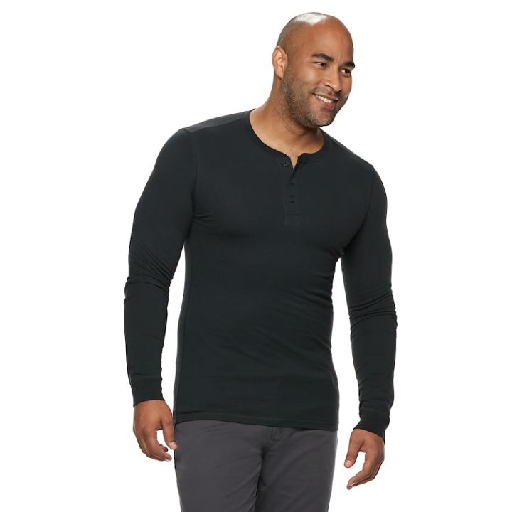 Men's Sonoma Goods For Life™ Supersoft Modern-fit Henley, Size: L Tall, Black