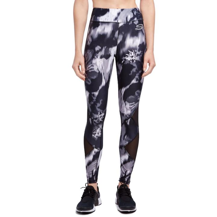 Women's Skechers Flower Burst Printed Leggings, Size: Large, Black