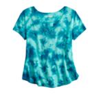 Girls 7-16 Mudd&reg; Tie-dye Swing Lace-up Top, Size: 12, Dark Blue