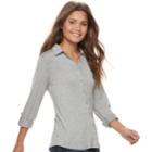 Juniors' Love, Fire Knit Button Front Shirt, Teens, Size: Small, Med Grey