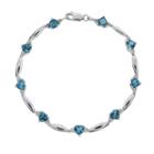 Sterling Silver Blue Topaz And Diamond Accent Heart Bracelet, Women's, Size: 7.5