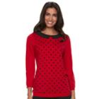 Women's Elle&trade; Polka-dot Crewneck Sweater, Size: Large, Med Red