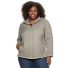Plus Size Be Boundless Hooded Mixed-media Jacket, Women's, Size: 3xl, Beige
