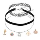 Mudd&reg; Libra, Mermaid & Heart Charm Choker Necklace Set, Women's, Black