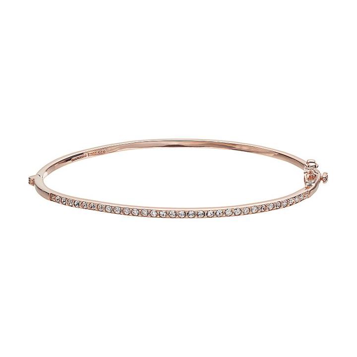 Diamond Splendor Rose Gold Tone Over Silver Bangle Bracelet, Women's, White