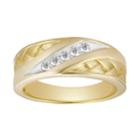Men's 10k Gold 1/6 Carat T.w. Diamond Channel Ring, Size: 10, White