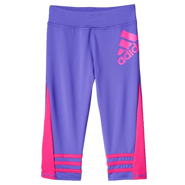 Girls 4-6x Adidas Climalite Colorblocked Capri Leggings, Girl's, Size: 6, Brt Purple