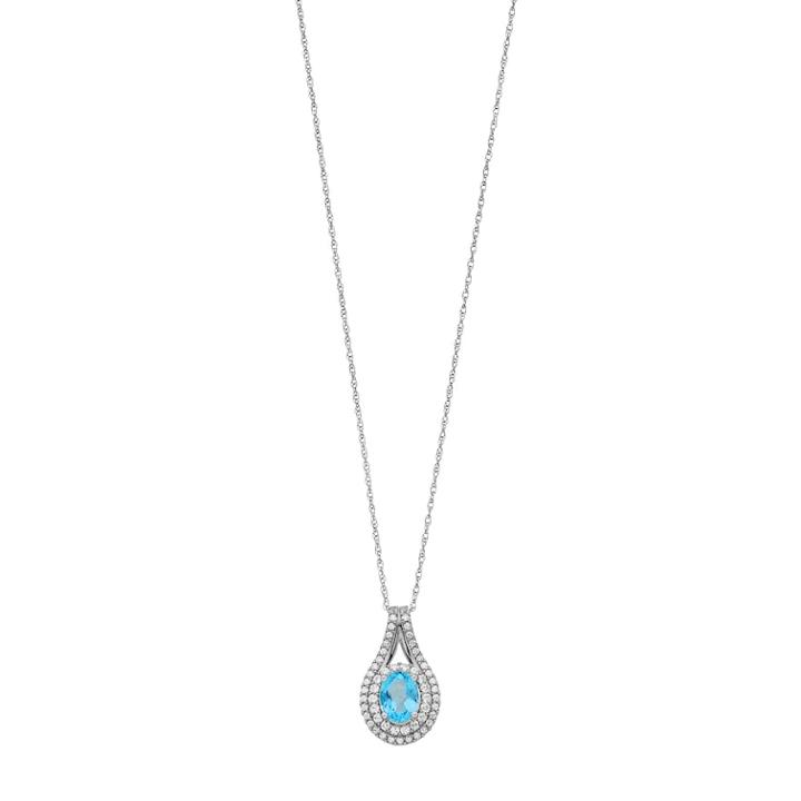 Sterling Silver Blue Topaz & Lab-created White Sapphire Pendant, Women's, Size: 18