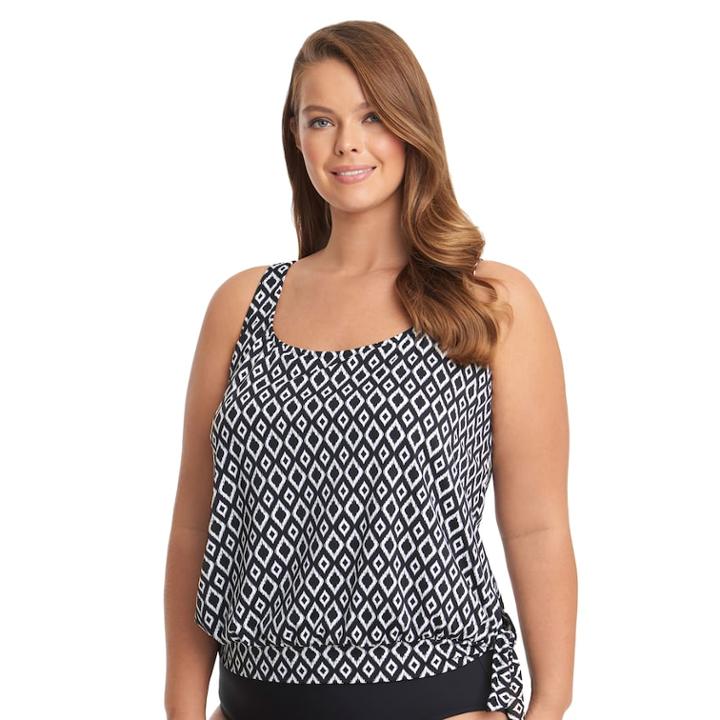 Plus Size Upstream Blouson Tankini Top, Women's, Size: 26 W, Oxford