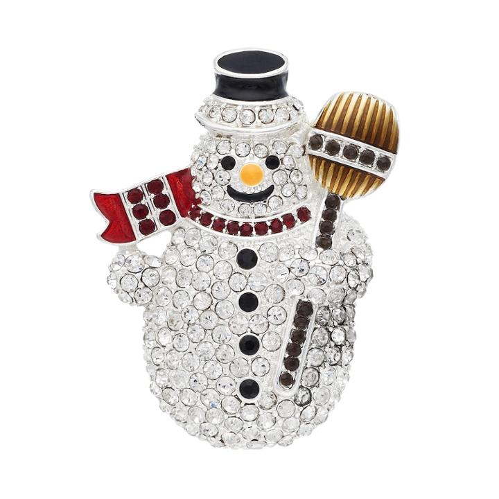 Dana Buchman Simulated Crystal Snowman Pin, Women's, Multicolor