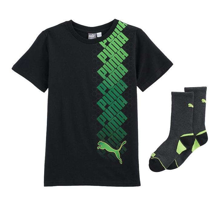 Boys 8-20 Puma Geometeric Tee & Socks, Size: Large, Black