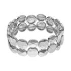 Hammered Disc Double Strand Stretch Bracelet, Women's, Silver