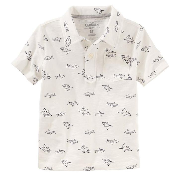 Boys 4-12 Oshkosh B'gosh&reg; Shark Print Polo, Boy's, Size: 8, Ovrfl Oth