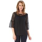 Women's Apt. 9 Embroidered 3/4-sleeve Top, Size: Xlrg Av/rg, Black