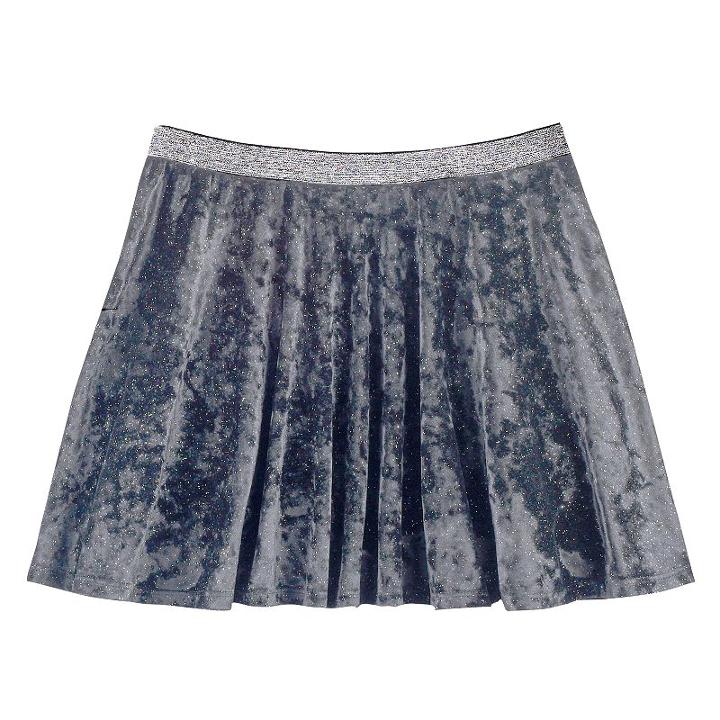 Girls 7-16 & Plus Size So&reg; Metallic Crushed Velvet Circle Skirt, Size: L/12, Med Grey