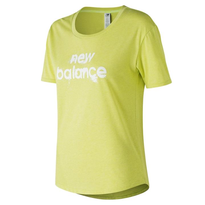 Women's New Balance Graphic Tech Short Sleeve Tee, Size: Large, Lt Yellow