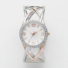 Studio Time Two Tone Simulated Crystal Crisscross Bangle Watch - Std1016t - Women, Size: Medium, Multicolor