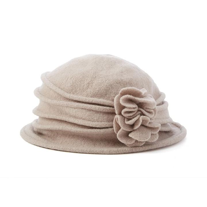 Scala Knit Wool Flower Cloche Hat, Women's, Brown Oth