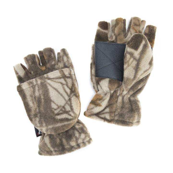Men's Quietwear Waterproof Fleece Convertible Flip-top Mittens, Size: Large, Grey