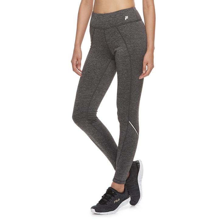 Women's Fila Sport® Zipper-pocket Fleece Mid-rise Leggings, Size: Xxl, Dark Grey