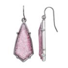 Glittery Purple Stone Nickel Free Drop Earrings, Women's