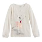 Girls 4-12 Sonoma Goods For Life&trade; Cinched Long-sleeve Embellished Tee, Size: 10, Lt Beige