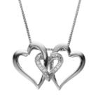 Diamond Accent Sterling Silver Triple Heart Pendant Necklace, Women's, White