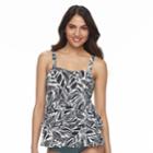 Women's Beach Scene Tummy Slimmer Tiered Tankini Top, Size: 14, Oxford